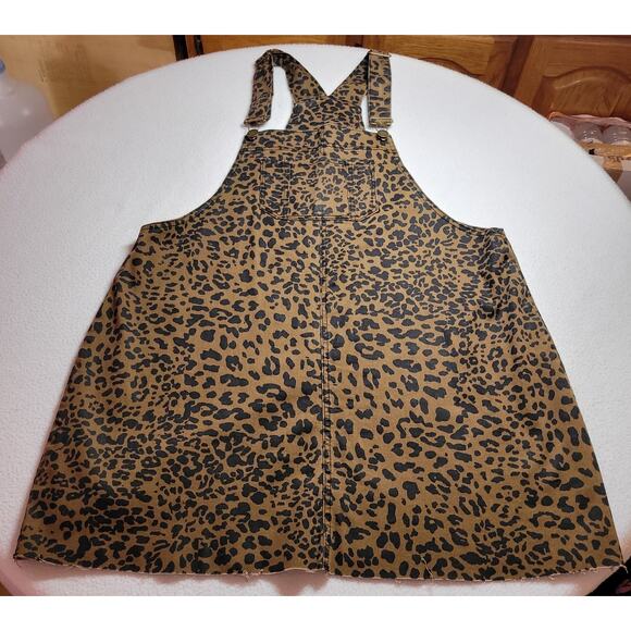 Vtg City Chic Women's Denim Dress M L Animal Print Raw Bottom Brown Black Y2K - Picture 5 of 8